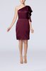 Modern One Shoulder Zip up Elastic Woven Satin Ruffles Party Dresses