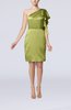 Modern One Shoulder Zip up Elastic Woven Satin Ruffles Party Dresses