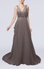 Elegant Garden A-line Sleeveless Backless Chapel Train Bridal Gowns