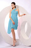 Plain A-line Asymmetric Neckline Sleeveless Chiffon Ruching Cocktail Dresses