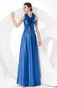 Simple Halter Sleeveless Taffeta Ruching Bridesmaid Dresses