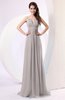 Plain Column Scoop Zipper Chiffon Ruching Evening Dresses