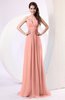 Plain Column Scoop Zipper Chiffon Ruching Evening Dresses