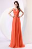 Plain Column Scoop Zipper Chiffon Ruching Evening Dresses