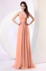 Plain Column Scoop Zipper Chiffon Ruching Evening Dresses