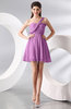 Elegant A-line One Shoulder Chiffon Short Ruching Wedding Guest Dresses