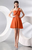 Elegant A-line One Shoulder Chiffon Short Ruching Wedding Guest Dresses