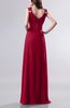 Elegant Empire Thick Straps Chiffon Floor Length Ruching Evening Dresses