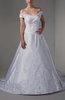 Elegant Hall Off-the-Shoulder Lace up Satin Court Train Appliques Bridal Gowns