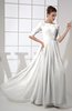 Vintage A-line Elbow Length Sleeve Chiffon Brush Train Beaded Graduation Dresses