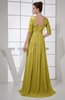 Vintage A-line Elbow Length Sleeve Chiffon Brush Train Beaded Graduation Dresses