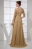 Vintage A-line Elbow Length Sleeve Chiffon Brush Train Beaded Graduation Dresses