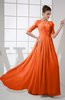 Vintage A-line Elbow Length Sleeve Chiffon Brush Train Beaded Graduation Dresses