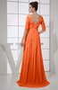 Vintage A-line Elbow Length Sleeve Chiffon Brush Train Beaded Graduation Dresses