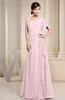 Plain A-line Short Sleeve Half Backless Floor Length Ruffles Bridesmaid Dresses
