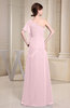 Plain A-line Short Sleeve Half Backless Floor Length Ruffles Bridesmaid Dresses