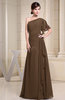 Plain A-line Short Sleeve Half Backless Floor Length Ruffles Bridesmaid Dresses