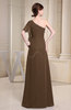 Plain A-line Short Sleeve Half Backless Floor Length Ruffles Bridesmaid Dresses