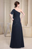 Plain A-line Short Sleeve Half Backless Floor Length Ruffles Bridesmaid Dresses