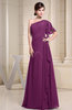 Plain A-line Short Sleeve Half Backless Floor Length Ruffles Bridesmaid Dresses