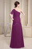 Plain A-line Short Sleeve Half Backless Floor Length Ruffles Bridesmaid Dresses