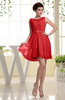 Simple A-line Sabrina Zip up Mini Sash Prom Dresses