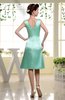 Plain V-neck Sleeveless Knee Length Ruching Homecoming Dresses