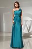 Modest Empire Asymmetric Neckline Sleeveless Floor Length Flower Prom Dresses