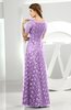 Classic Scalloped Edge Short Sleeve Zipper Satin Floor Length Evening Dresses