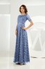 Classic Scalloped Edge Short Sleeve Zipper Satin Floor Length Evening Dresses