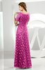 Classic Scalloped Edge Short Sleeve Zipper Satin Floor Length Evening Dresses