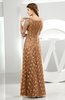 Classic Scalloped Edge Short Sleeve Zipper Satin Floor Length Evening Dresses