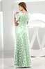 Classic Scalloped Edge Short Sleeve Zipper Satin Floor Length Evening Dresses