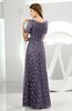 Classic Scalloped Edge Short Sleeve Zipper Satin Floor Length Evening Dresses