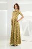 Classic Scalloped Edge Short Sleeve Zipper Satin Floor Length Evening Dresses