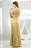 Classic Scalloped Edge Short Sleeve Zipper Satin Floor Length Evening Dresses
