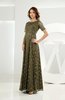 Classic Scalloped Edge Short Sleeve Zipper Satin Floor Length Evening Dresses