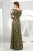 Classic Scalloped Edge Short Sleeve Zipper Satin Floor Length Evening Dresses