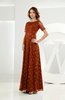 Classic Scalloped Edge Short Sleeve Zipper Satin Floor Length Evening Dresses
