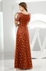 Classic Scalloped Edge Short Sleeve Zipper Satin Floor Length Evening Dresses