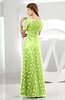 Classic Scalloped Edge Short Sleeve Zipper Satin Floor Length Evening Dresses