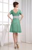 Hawaiian V-neck Short Sleeve Zip up Knee Length Party Dresses