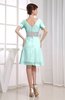 Hawaiian V-neck Short Sleeve Zip up Knee Length Party Dresses