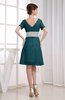 Hawaiian V-neck Short Sleeve Zip up Knee Length Party Dresses