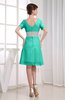 Hawaiian V-neck Short Sleeve Zip up Knee Length Party Dresses