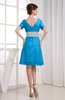 Hawaiian V-neck Short Sleeve Zip up Knee Length Party Dresses