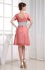 Hawaiian V-neck Short Sleeve Zip up Knee Length Party Dresses