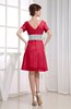 Hawaiian V-neck Short Sleeve Zip up Knee Length Party Dresses