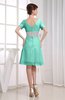 Hawaiian V-neck Short Sleeve Zip up Knee Length Party Dresses