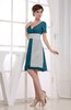 Hawaiian V-neck Short Sleeve Zip up Knee Length Party Dresses